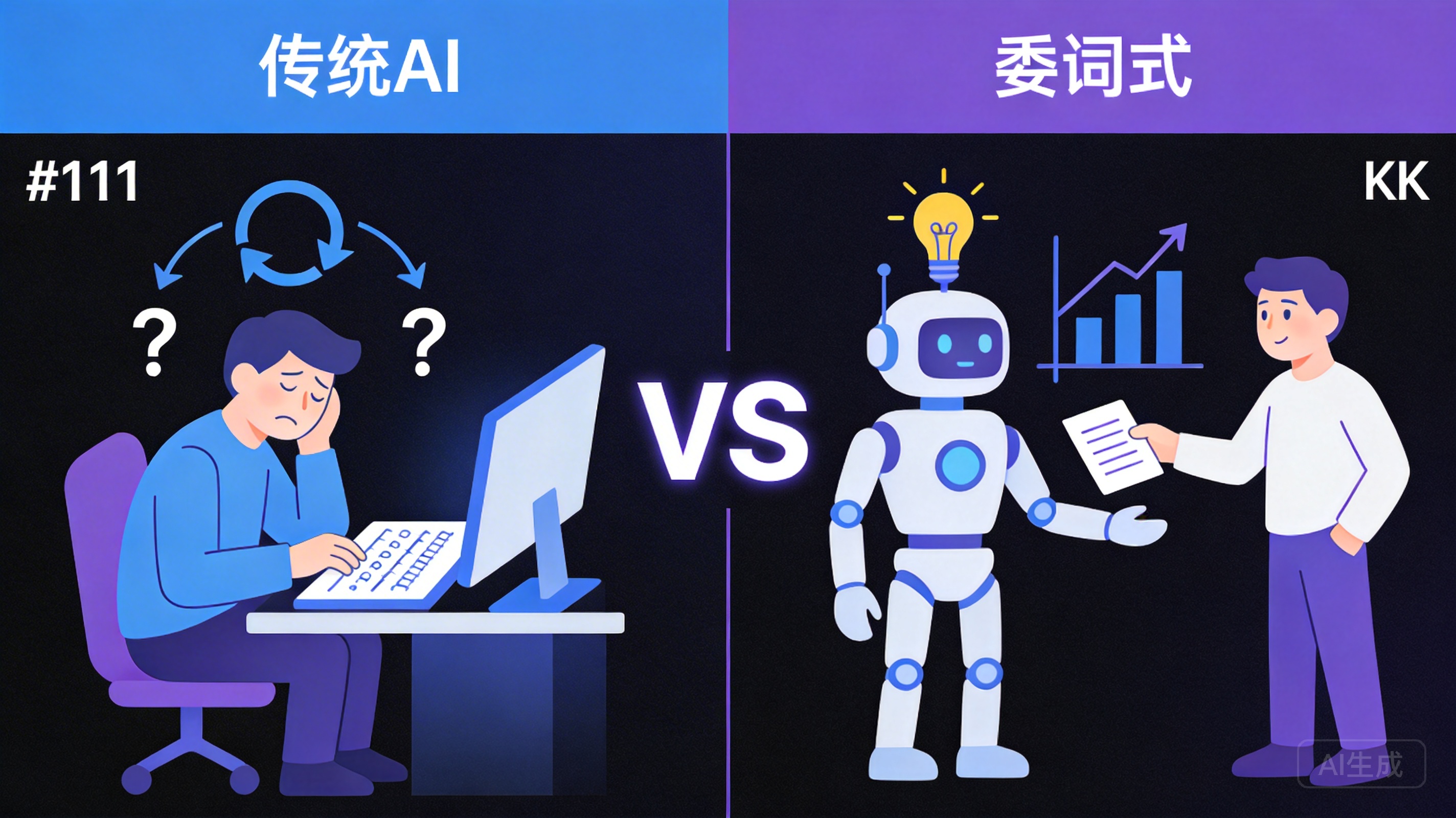 传统AI与委派式交互对比